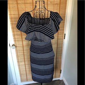 Navy Color Off-the-Shoulder Dress, Size Medium